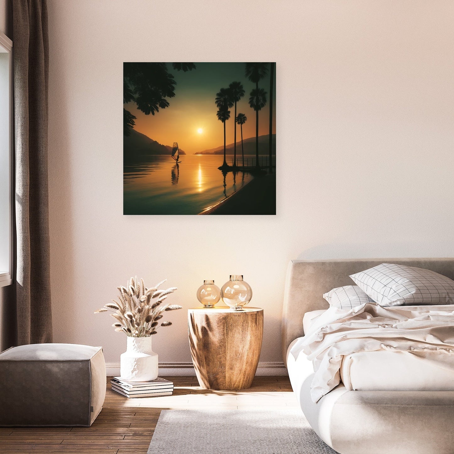 Lakeside Dusk Solitude Canvas