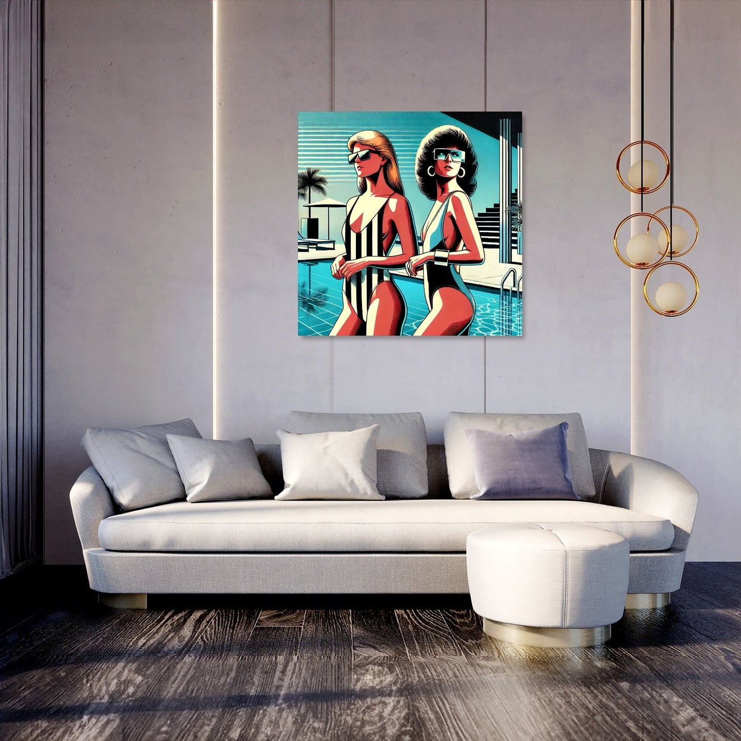 Retro Elegance Poolside Canvas