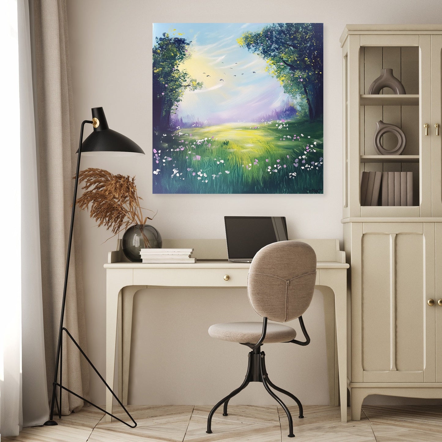 Morning Mist Meadow Canvas