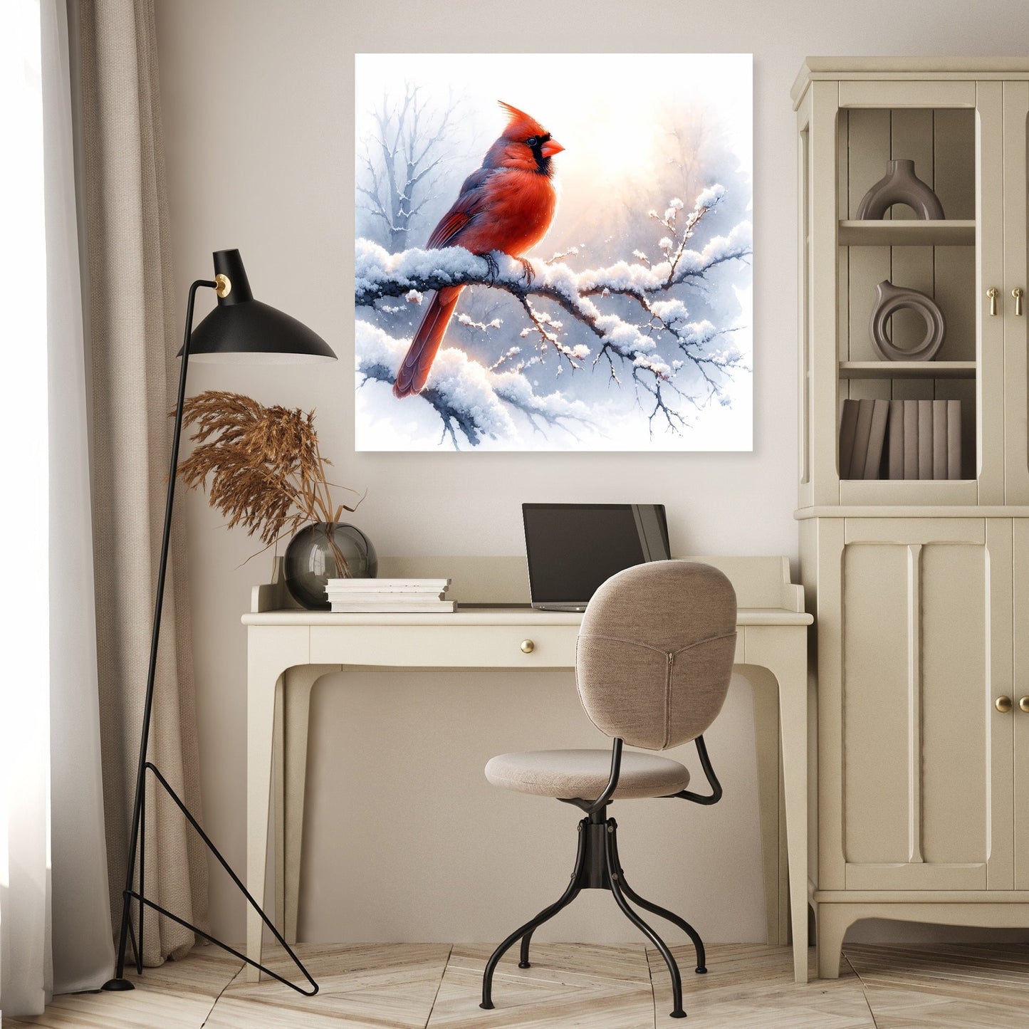 Cardinal's Winter Morning Canvas
