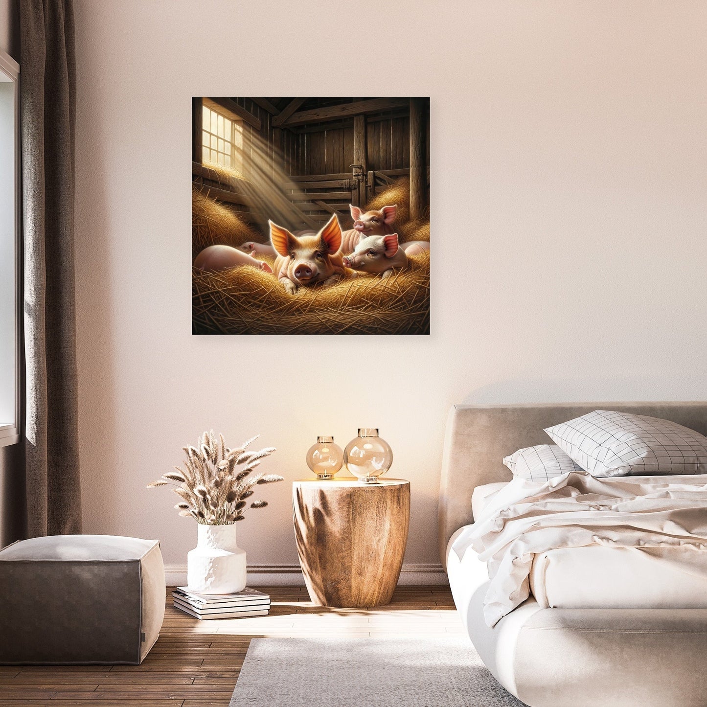Cozy Barn Pigs Canvas