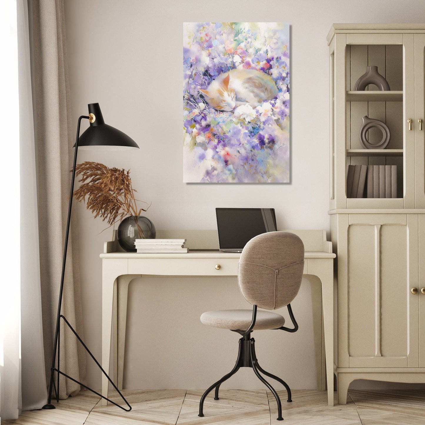 Feline Floral Canvas