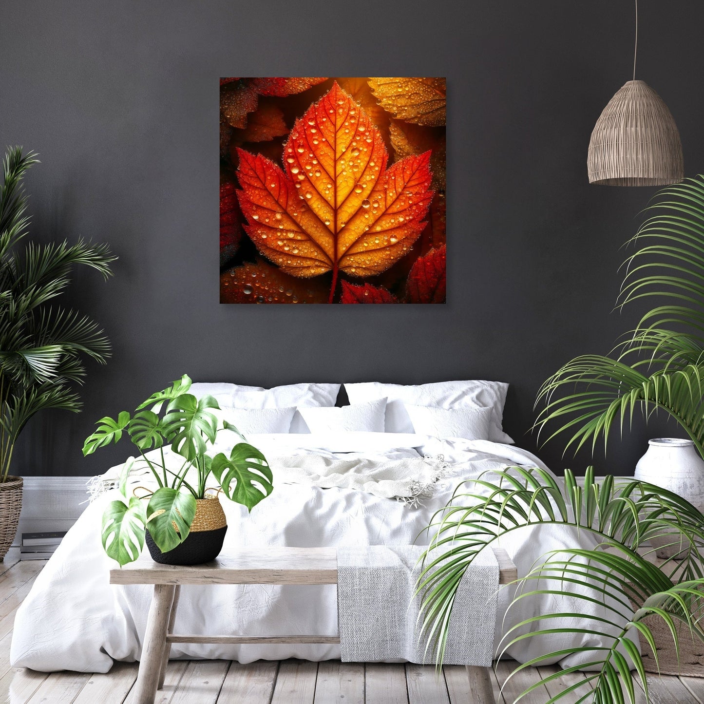 Dew-Kissed Autumn Leaf Canvas
