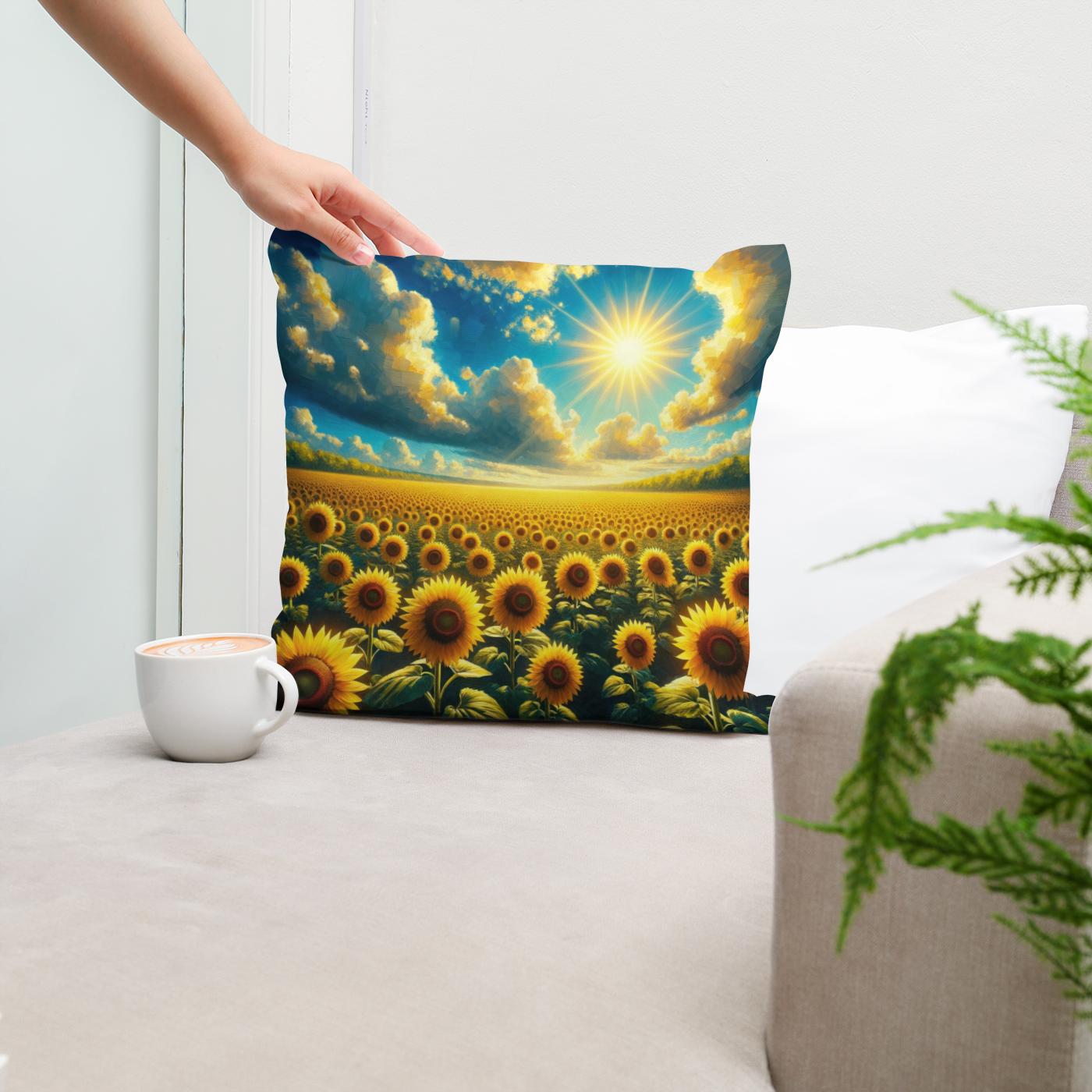 Vibrant Sunflower Glory Cotton Cushion