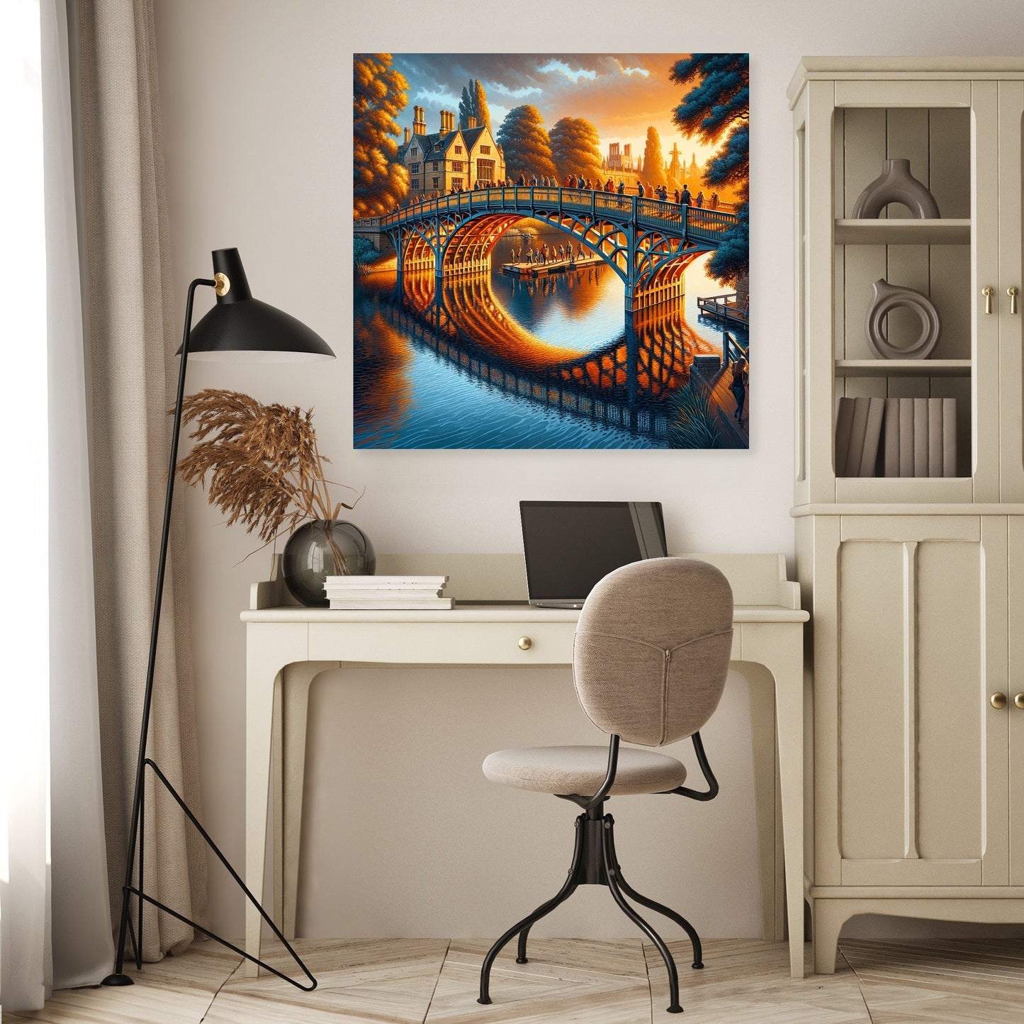 Cambridge Sunset Serenity at Mathematical Bridge Canvas