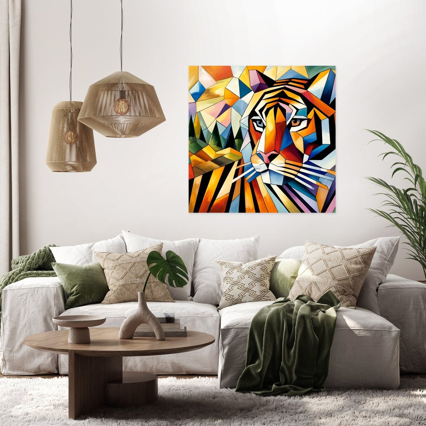 Cubist Tiger Mosaic Canvas