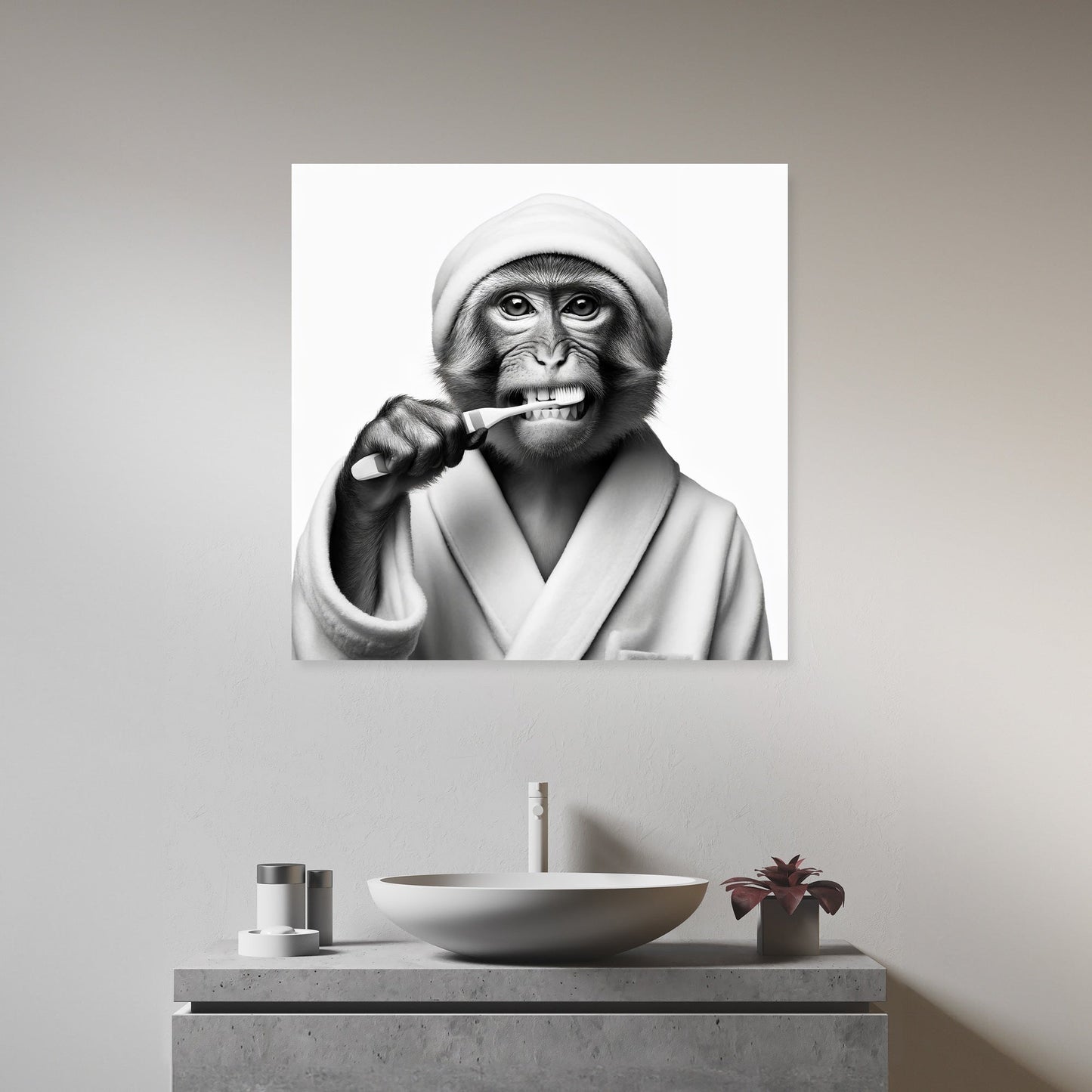 Dental Routine Monkey Canvas