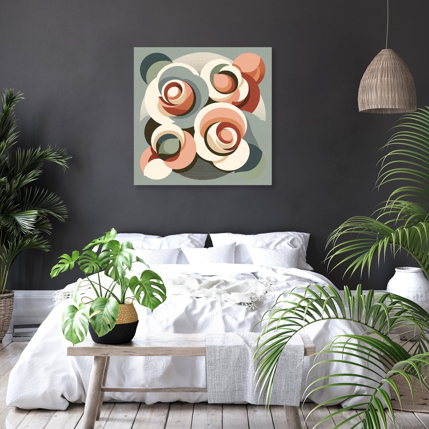 Mid-Century Modern Rose Symphony Canvas