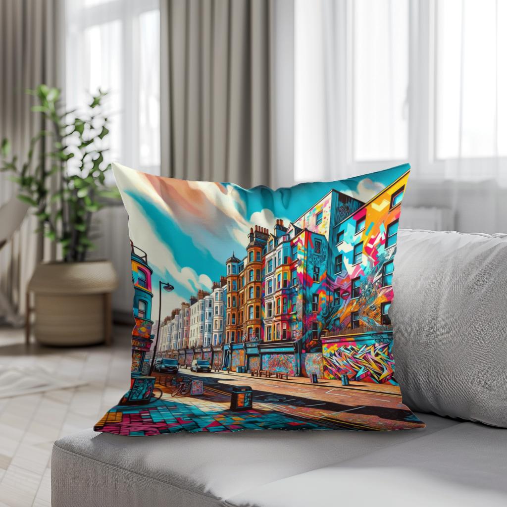 Brighton Street Art Cotton Cushion