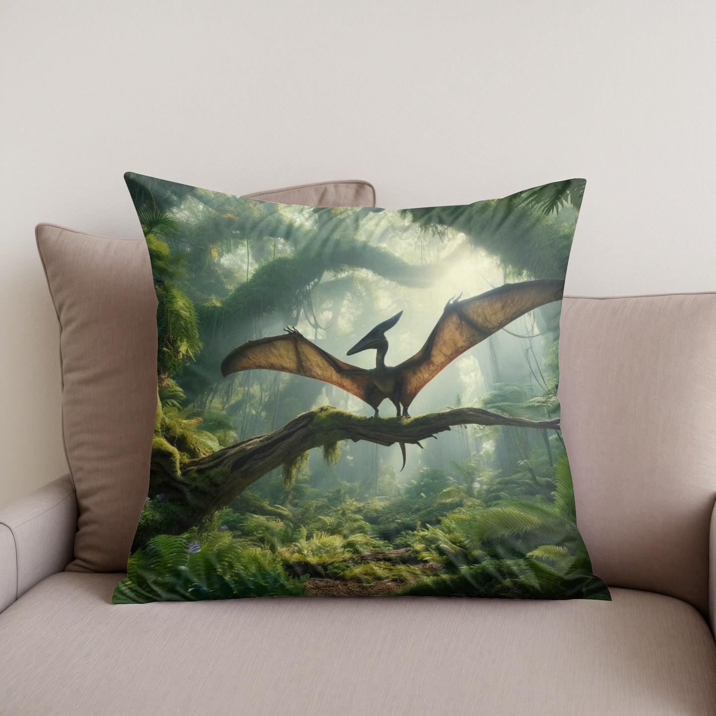 Forest Perch Pterodactyl Cotton Cushion