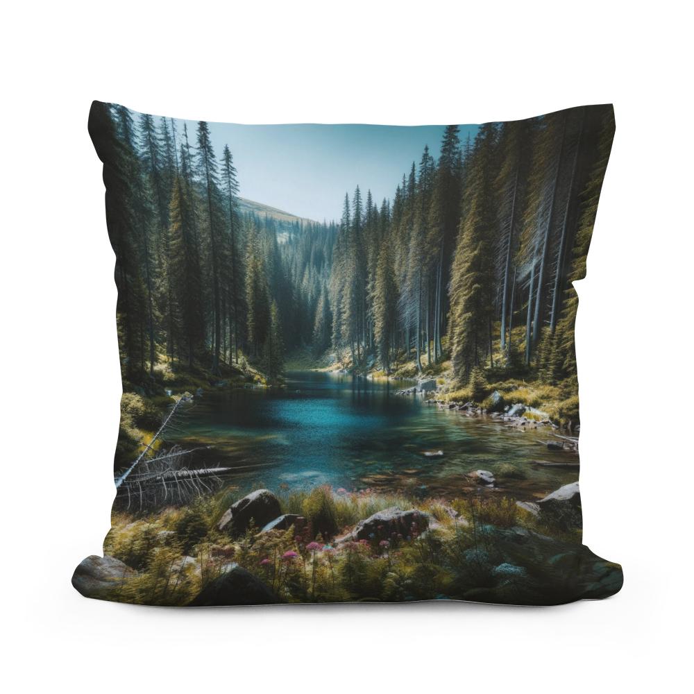 Hidden Mountain Lake Cotton Cushion