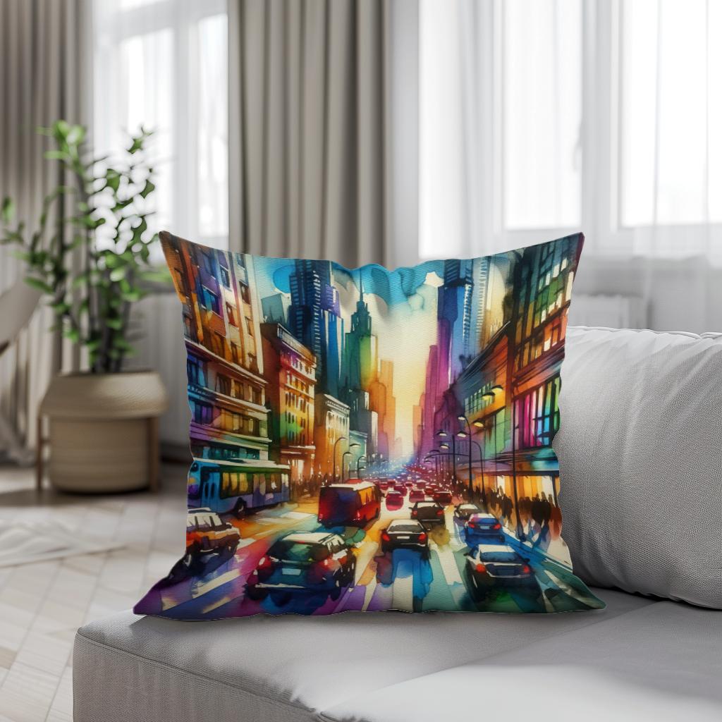 Cityscape Vibrance Cotton Cushion