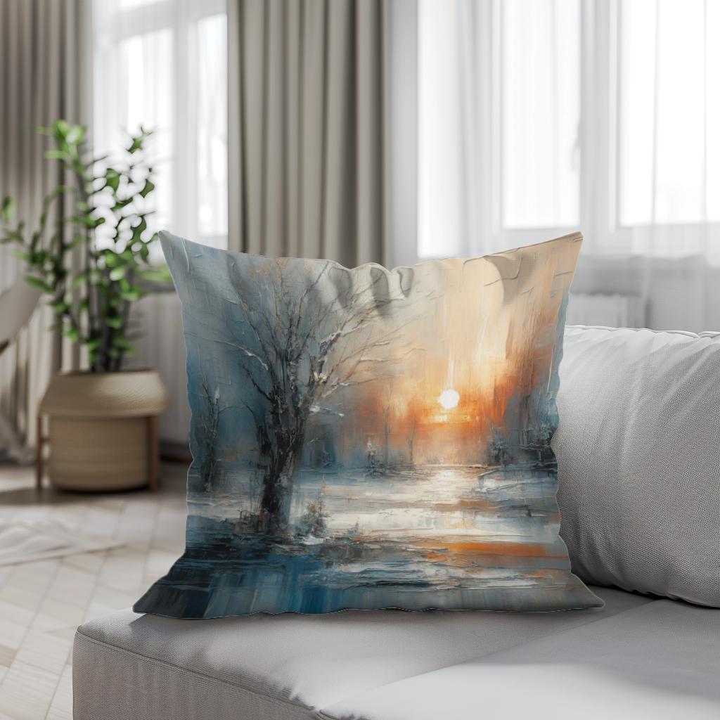 Winter Solitude Symphony Cotton Cushion
