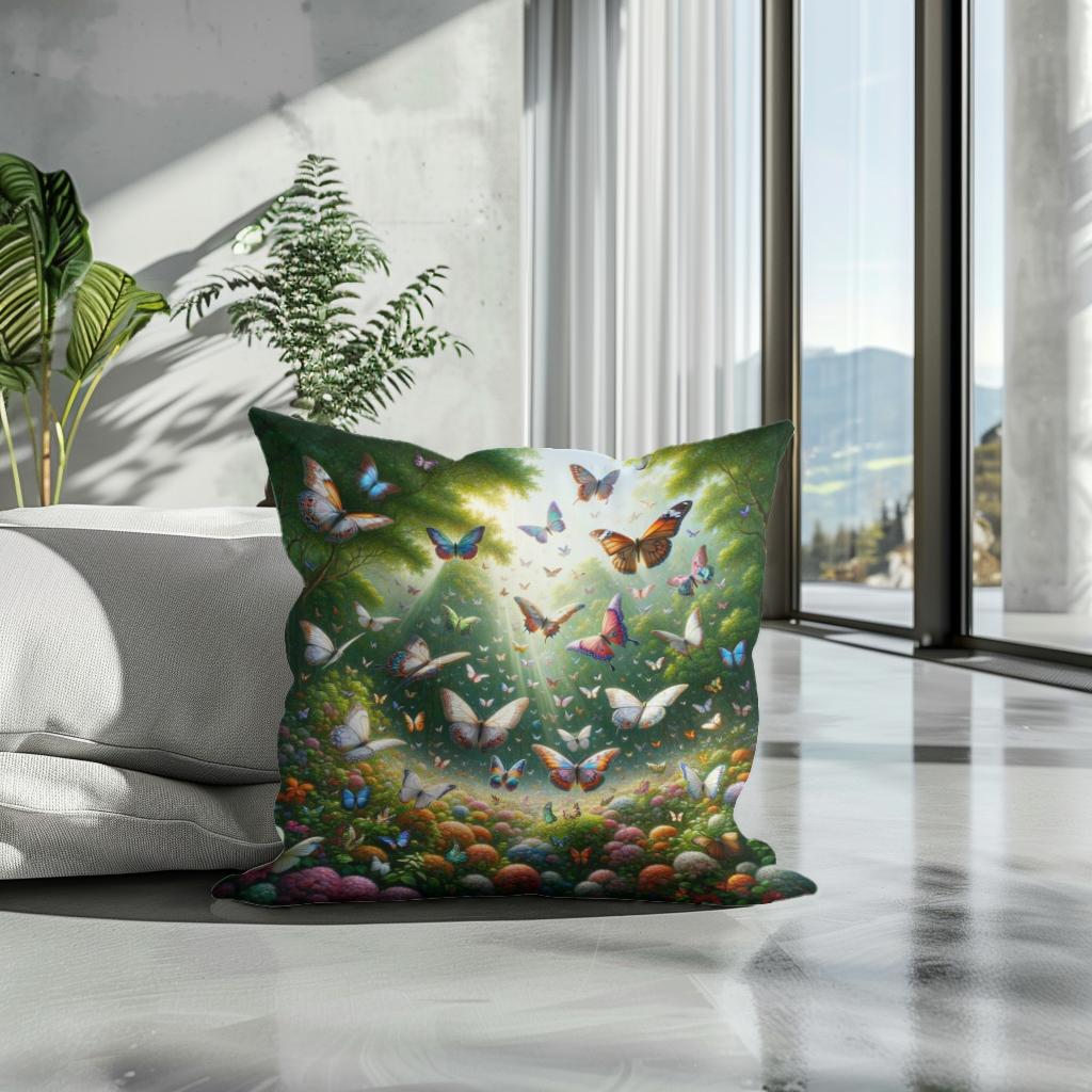Butterfly Garden Dance Cotton Cushion
