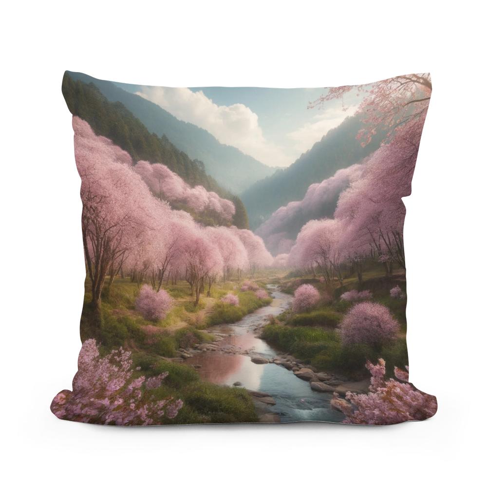 Cherry Blossom Valley Cotton Cushion