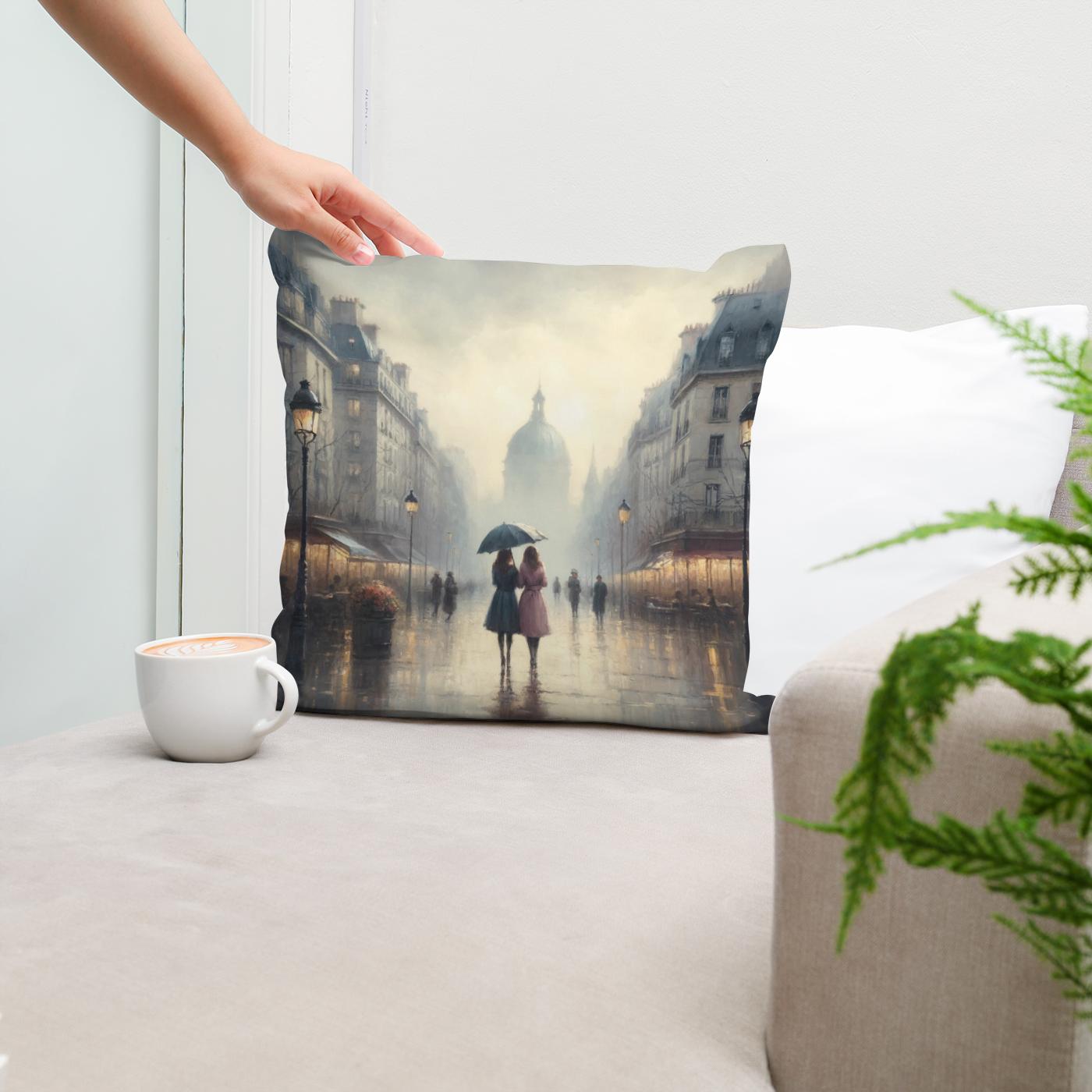 Parisian Spring Rain Cotton Cushion