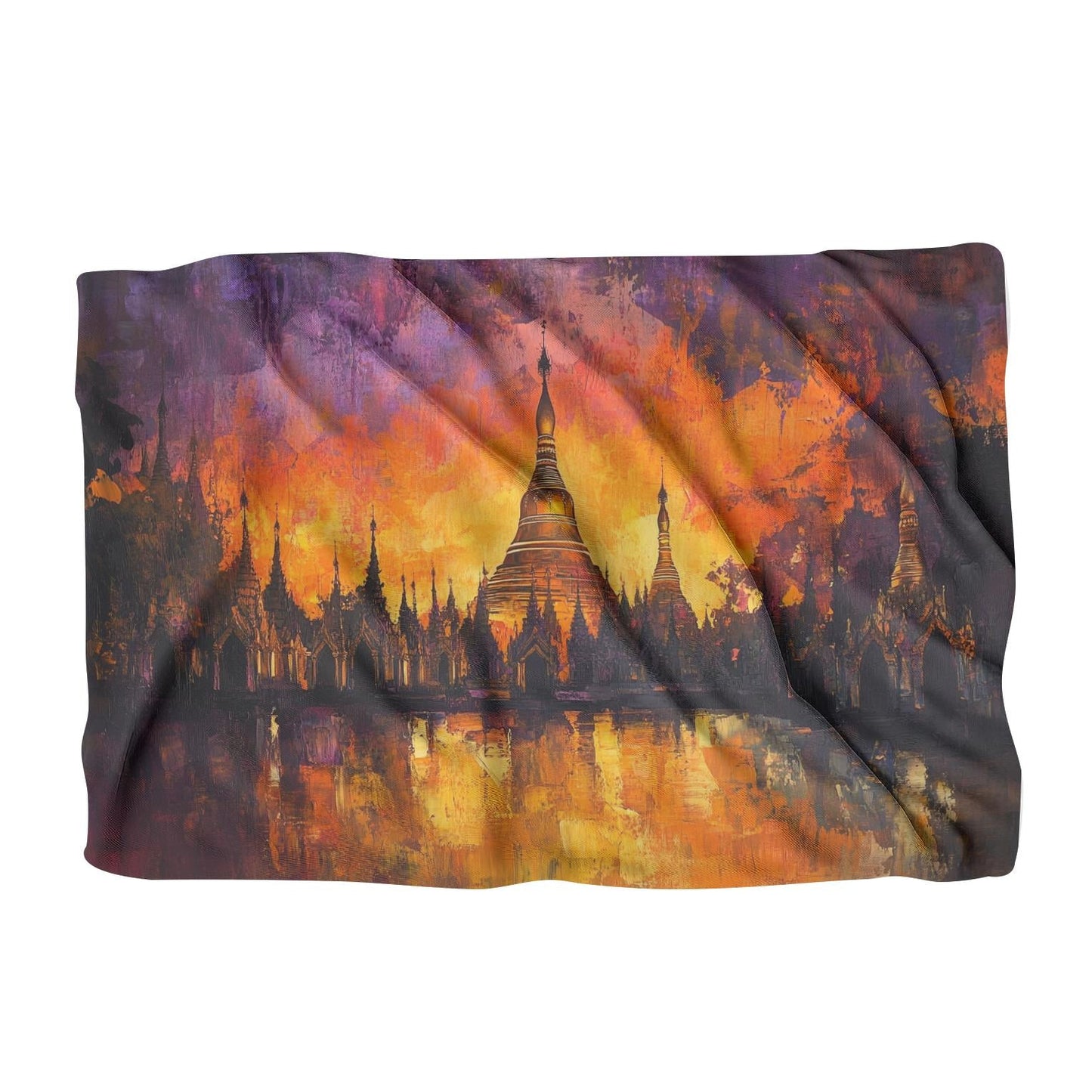 Shwedagon Sunset Reflection Blanket
