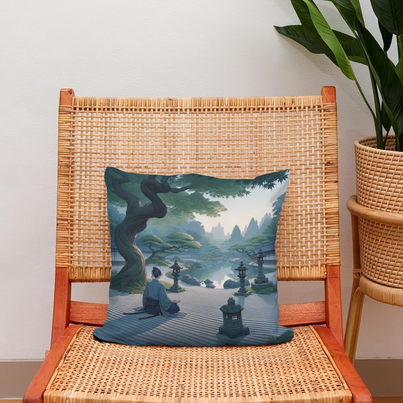 Samurai Serenity Cotton Cushion