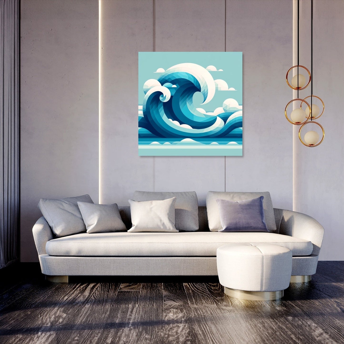 Ocean Wave Geometry Canvas