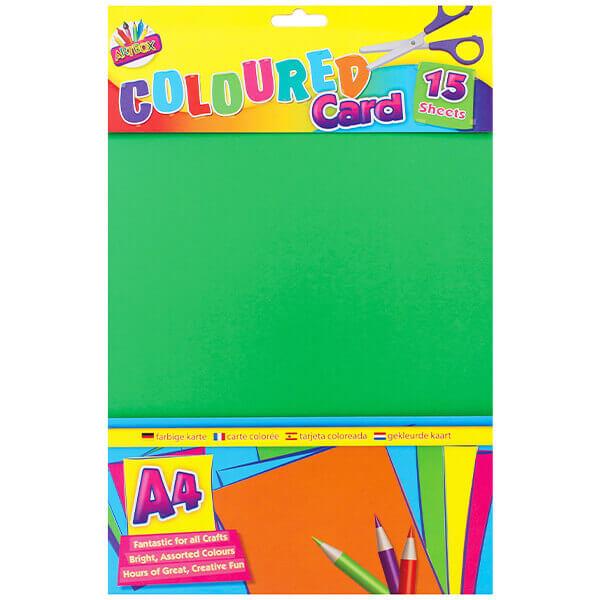 Children's Pack of 15 A4 Assorted Colour Craft Card Sheets