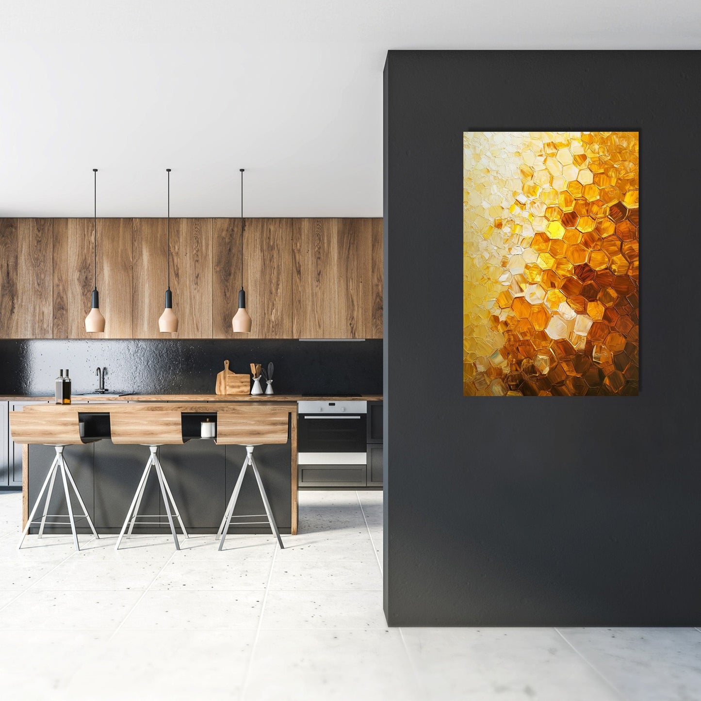 Golden Honeycomb Radiance Canvas