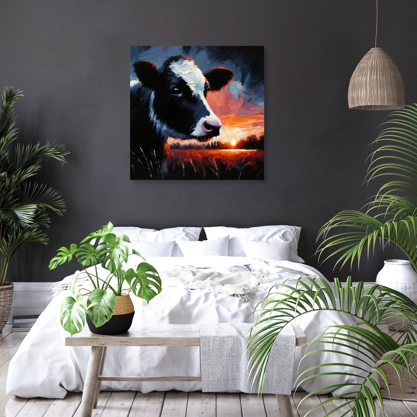 Dusk Solitude Cow Canvas