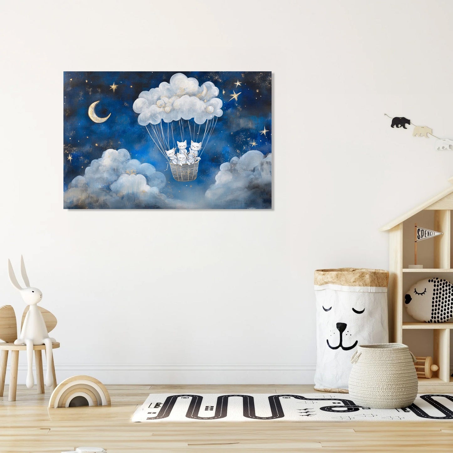 Cloud Balloon Cats Canvas