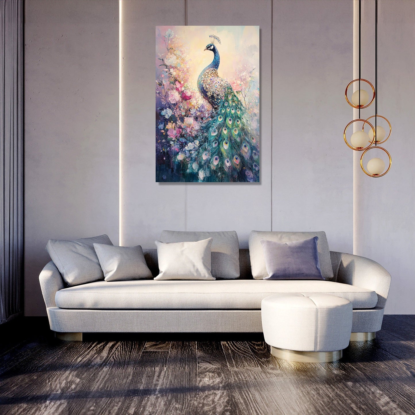 Jewel-Clad Peacock Canvas