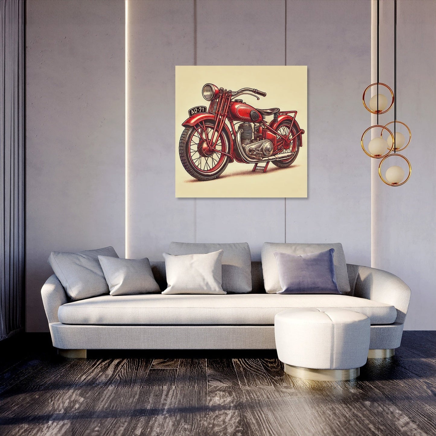 Retro Red Motorcycle Canvas