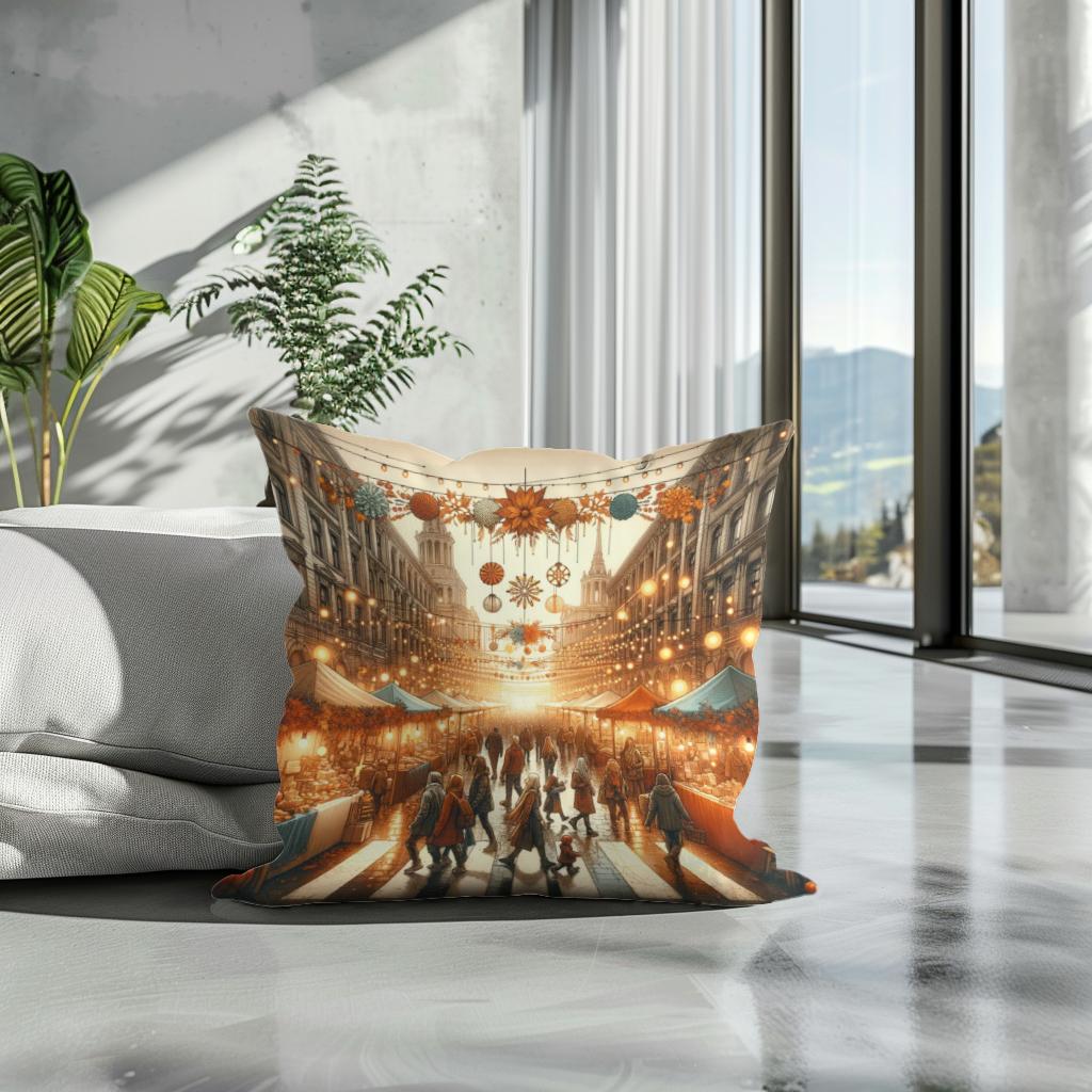 Autumn Festival Street Cotton Cushion