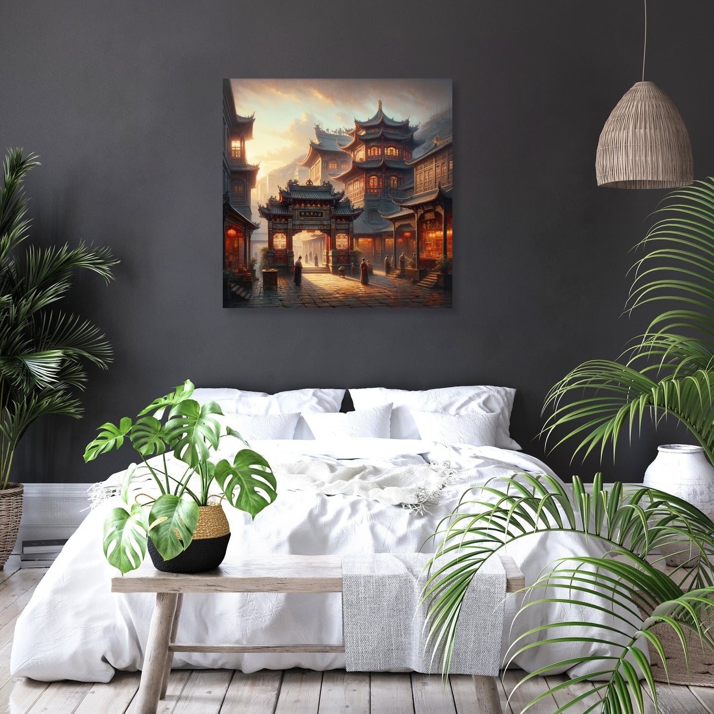 Dawn at Man Mo Temple Canvas