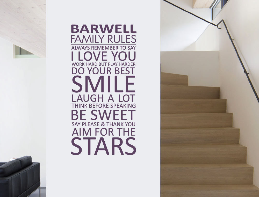 Family Rules Wall Art Sticker – Inspirational Wall Decor for the Home