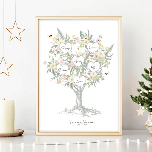 Family tree artwork Personalised wall art print