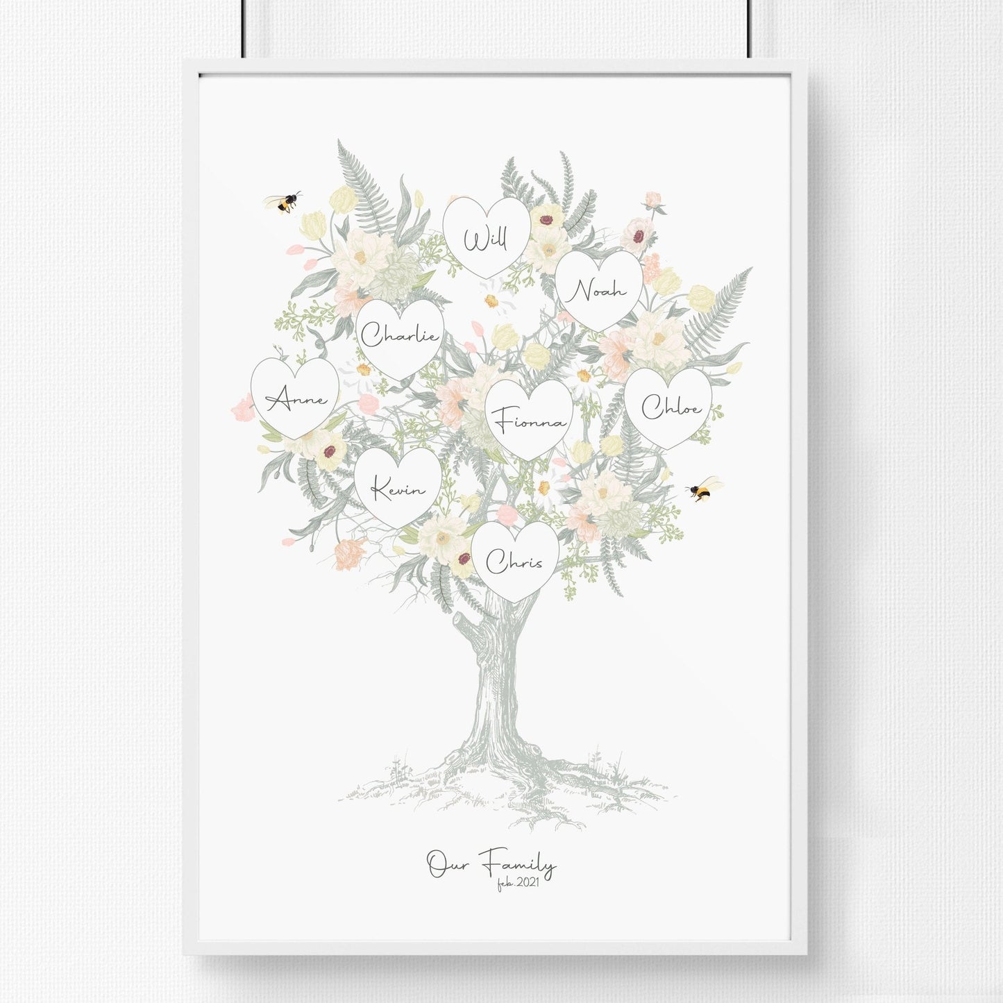 Family tree artwork Personalised wall art print