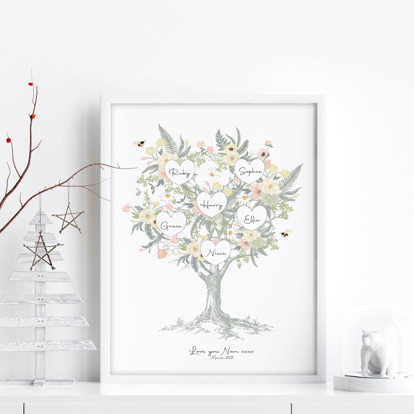 Family tree artwork Personalised wall art print