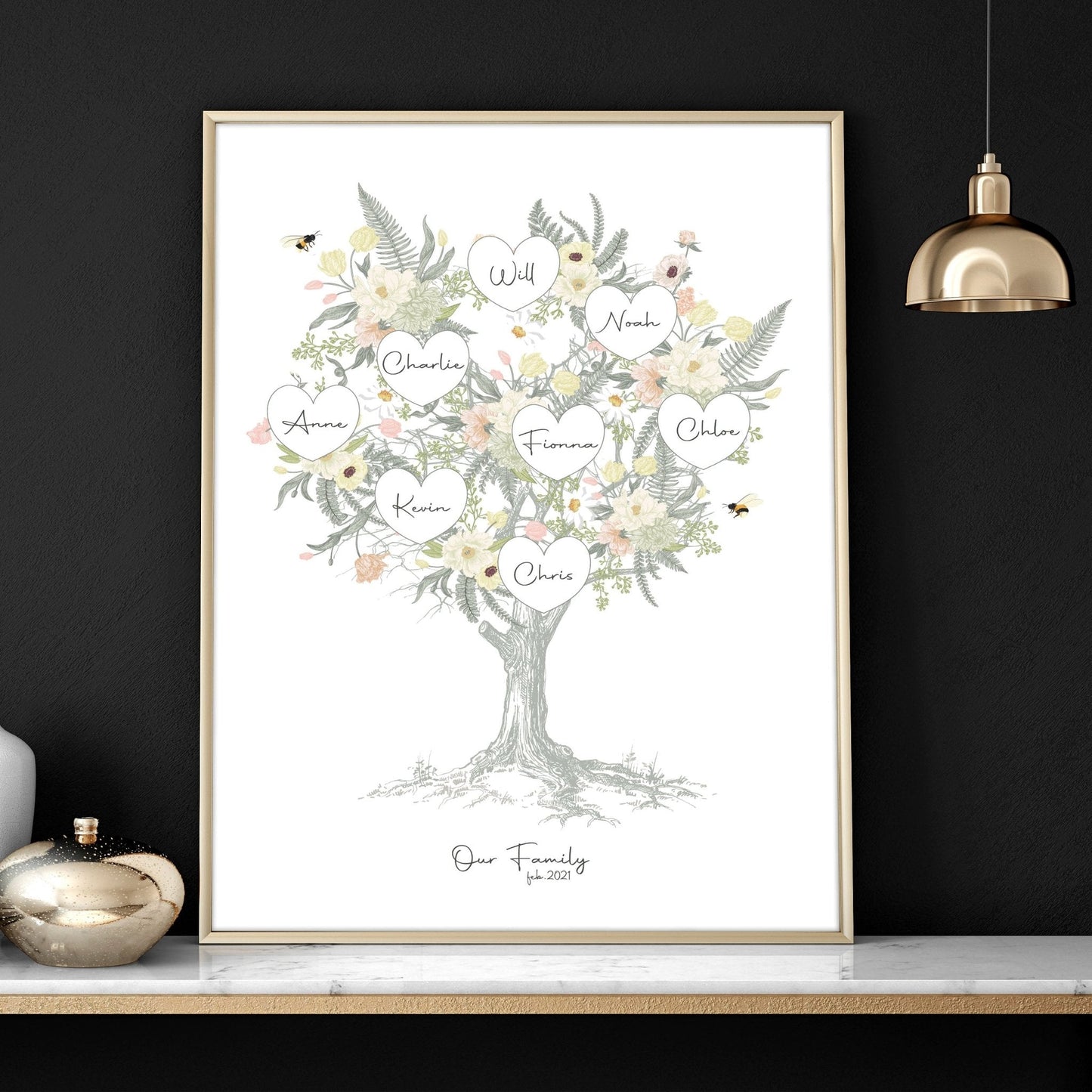 Family tree artwork Personalised wall art print
