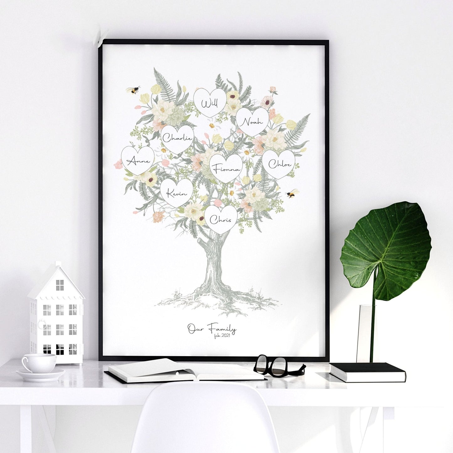 Family tree artwork Personalised wall art print