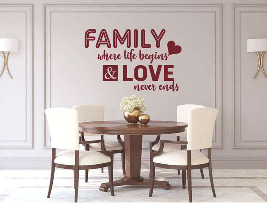 Family Where Life Begins and Love Never Ends Wall Sticker