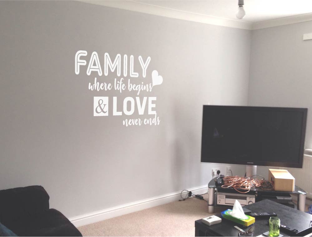 Family Where Life Begins and Love Never Ends Wall Sticker
