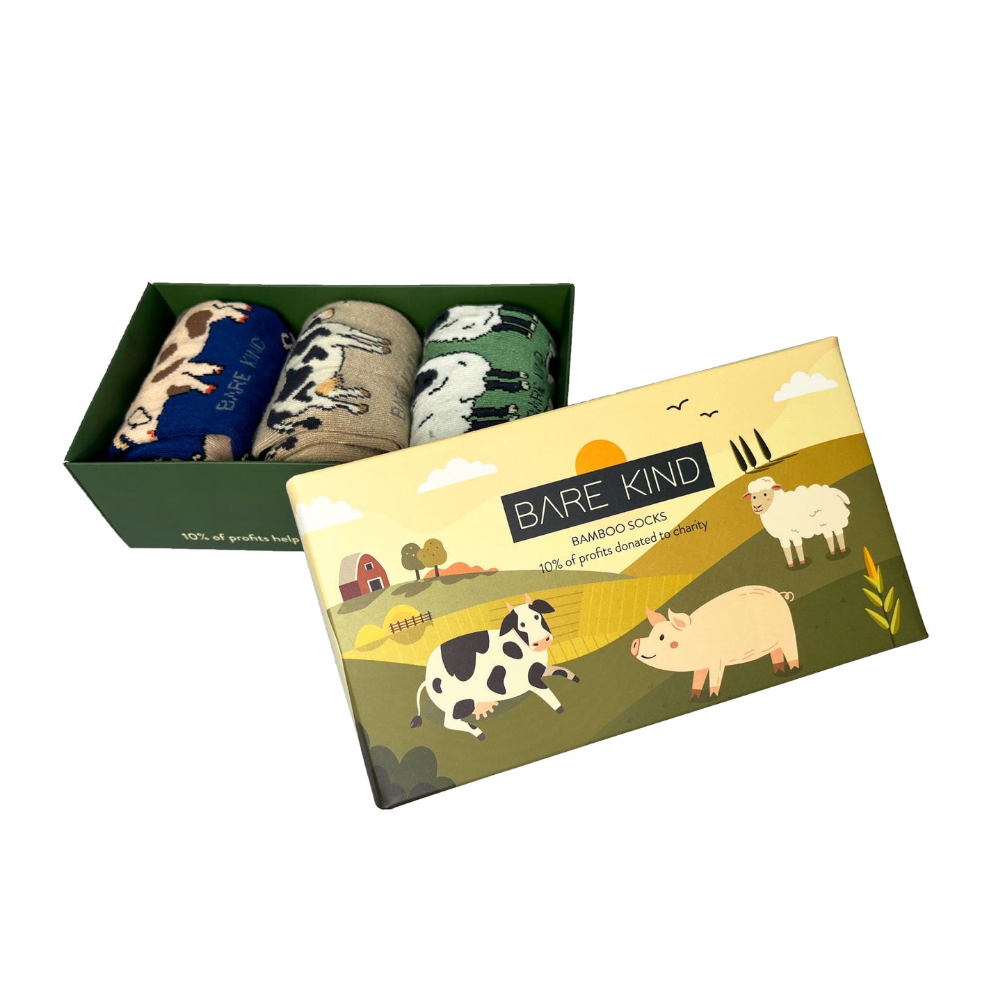 Farm Animals Bamboo Socks Gift Box of 3
