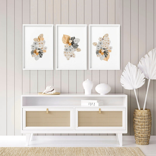 Botanical illustration wall decor | set of 3 wall art prints