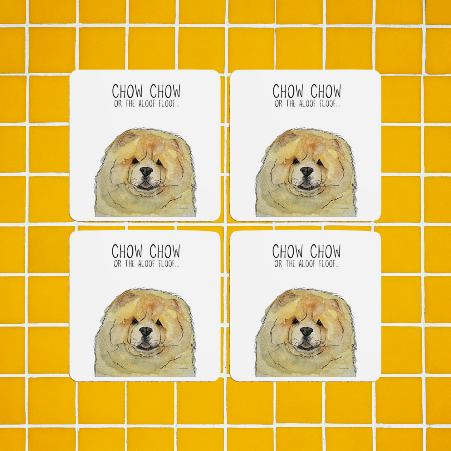 Fawn Chow Chow Coasters – Pack of 4 for Dog Enthusiasts!