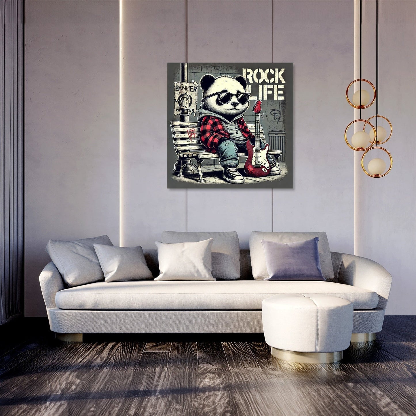 Rock Star Panda Canvas