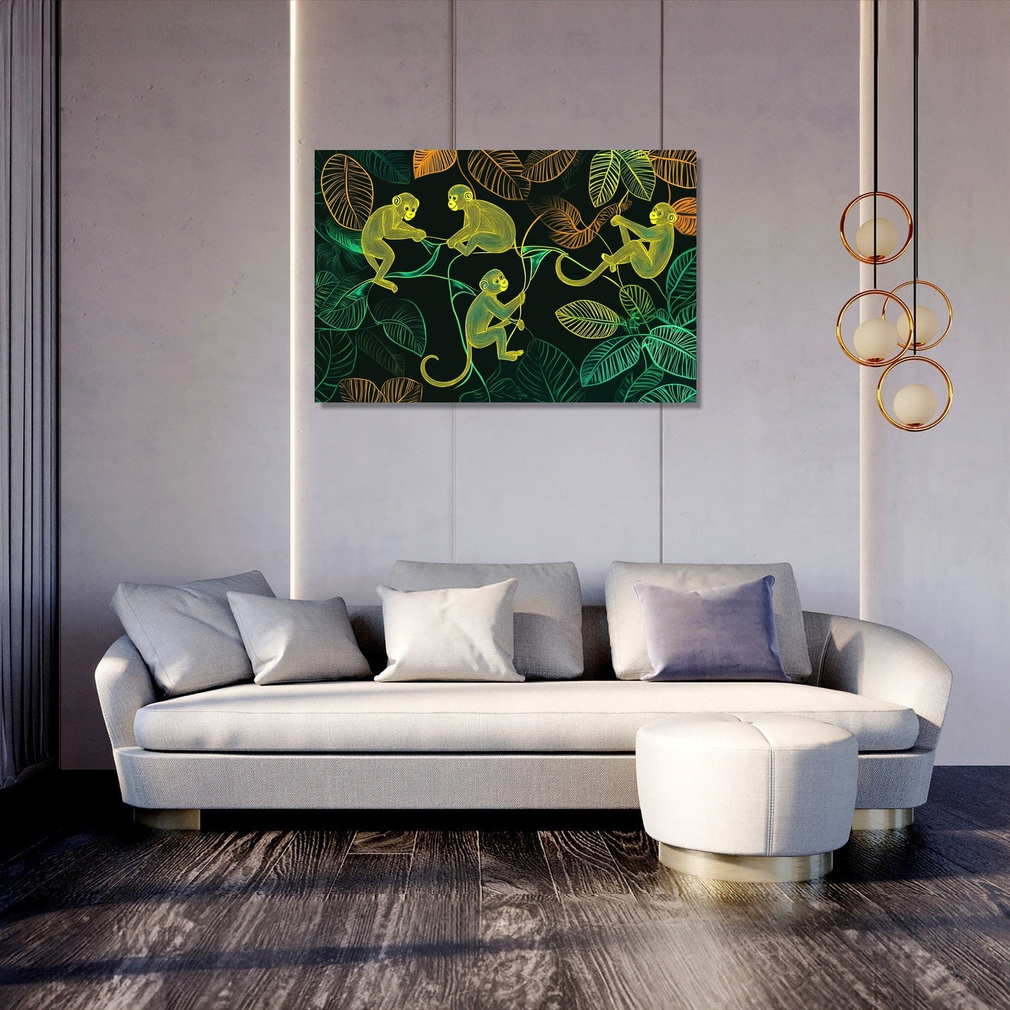 Swinging Monkeys Jungle Canvas