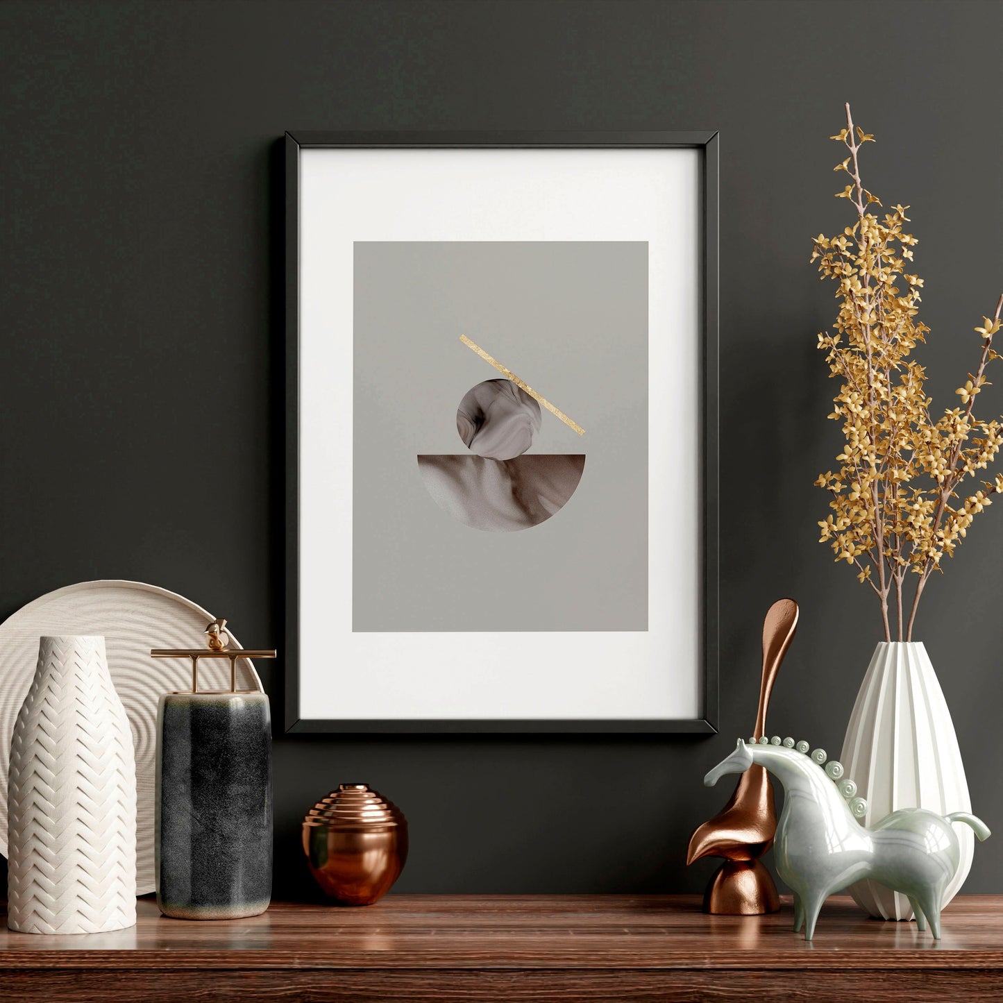 Framed large wall art | set of 3 Modern mid century wall art