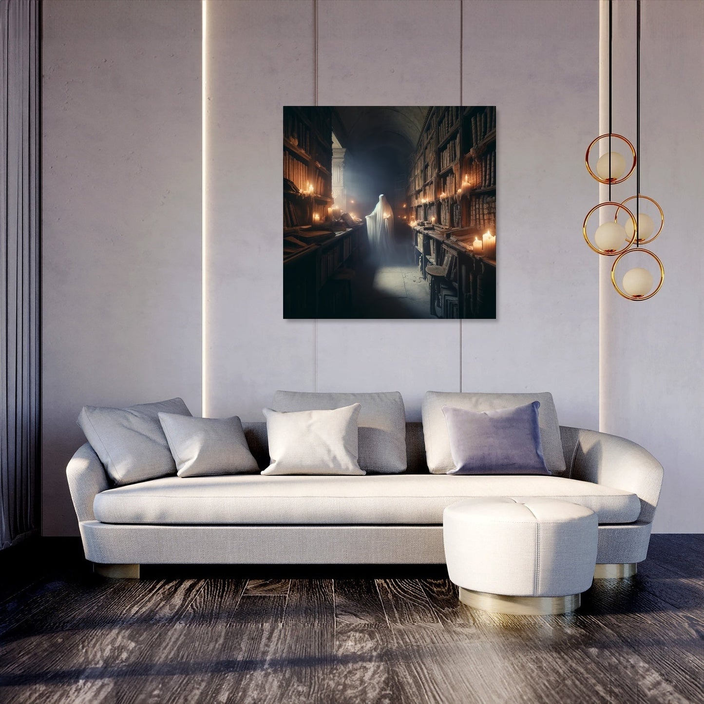 Ghostly Scholar's Library Canvas