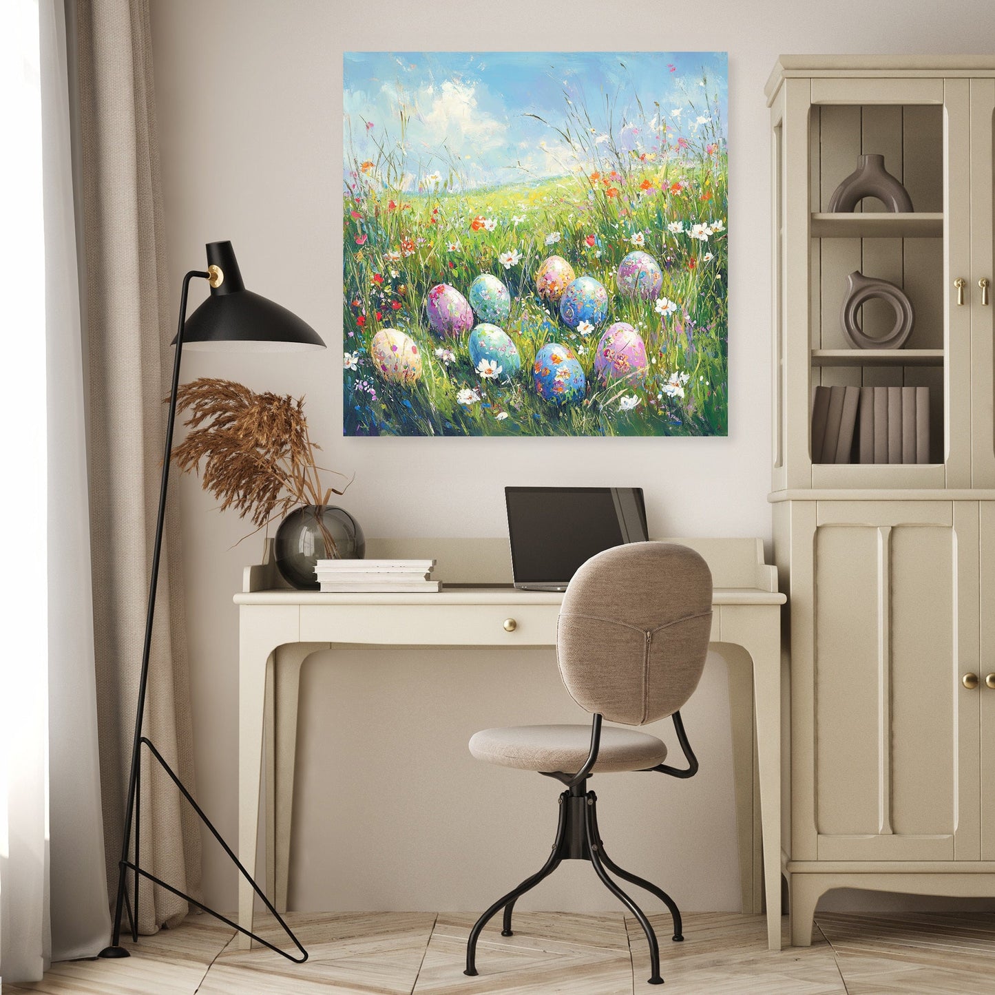 Painted Eggs Meadow Canvas