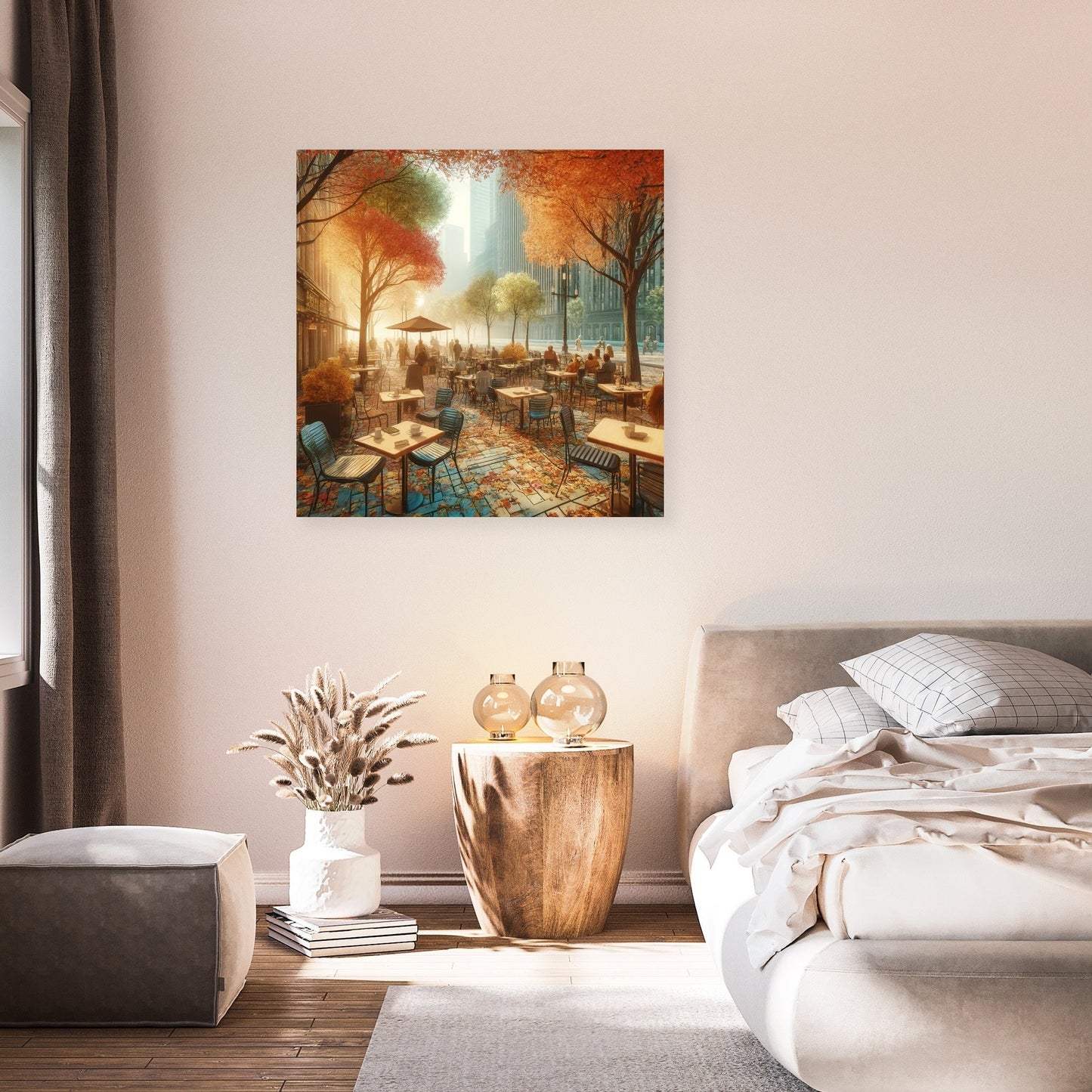 Autumn Morning Cafe Canvas