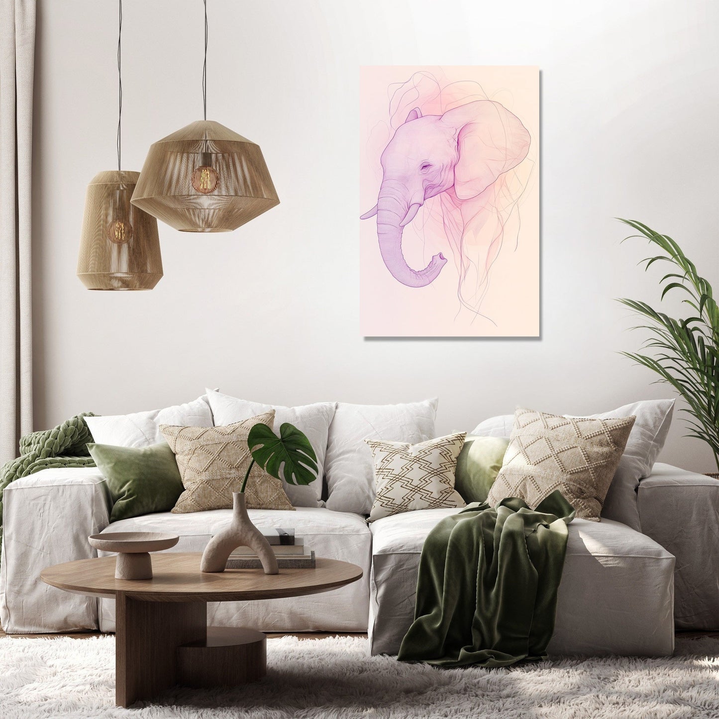 Pastel Elephant Elegance Canvas