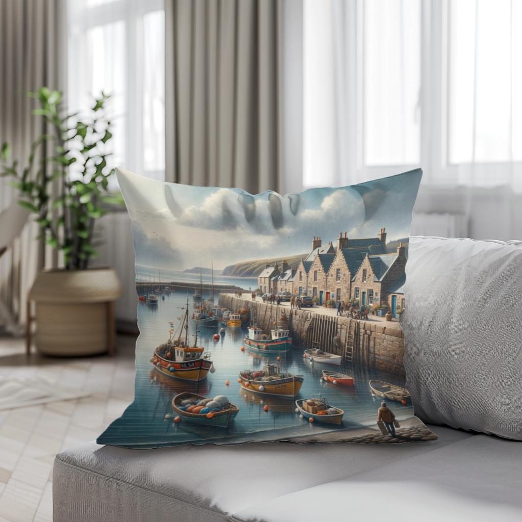 Stonehaven Old Pier Cotton Cushion